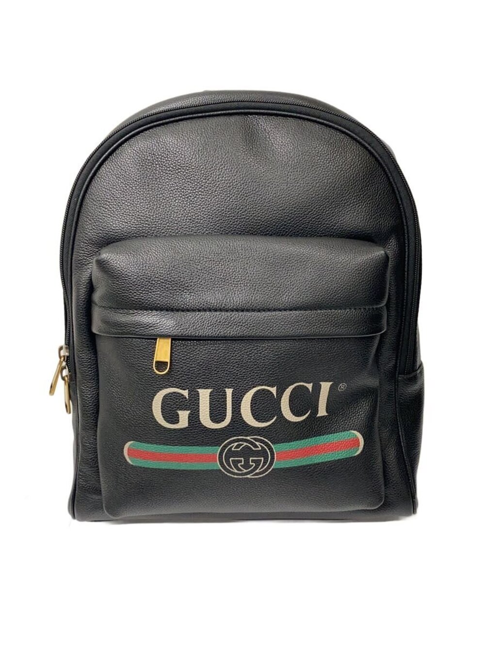 Gucci Logo Backpack black leather red green web